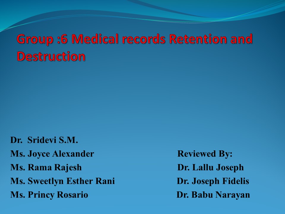 Medical Records Retention And Destruction